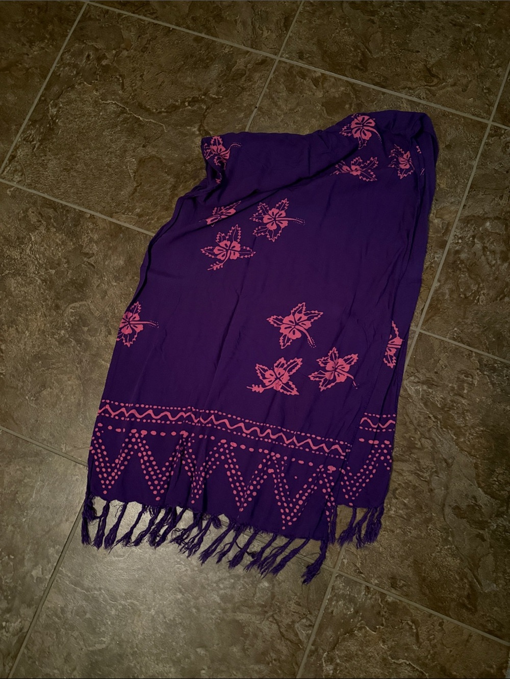 Women’s Purple Floral Swim Cover-Up Sarong